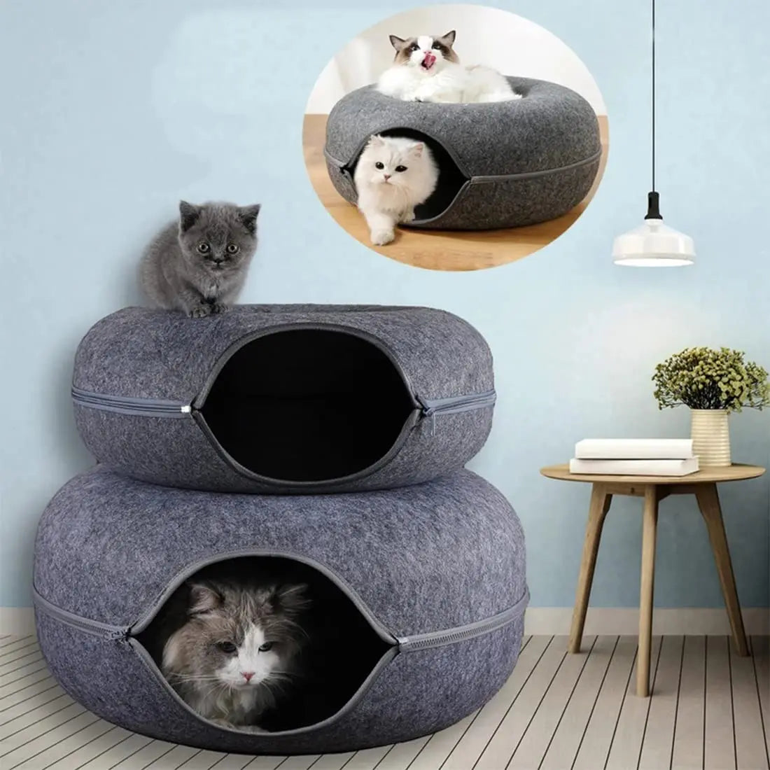 Felt Donut-Shaped Cat Bed